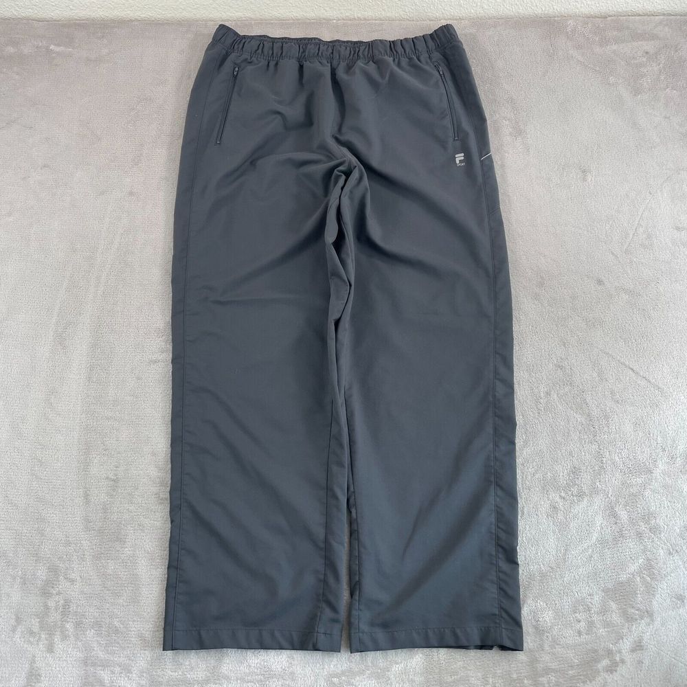 Vintage Fila Sport Track Pants Men XL Grey Wide Leg Ankle Zip Skater Grunge